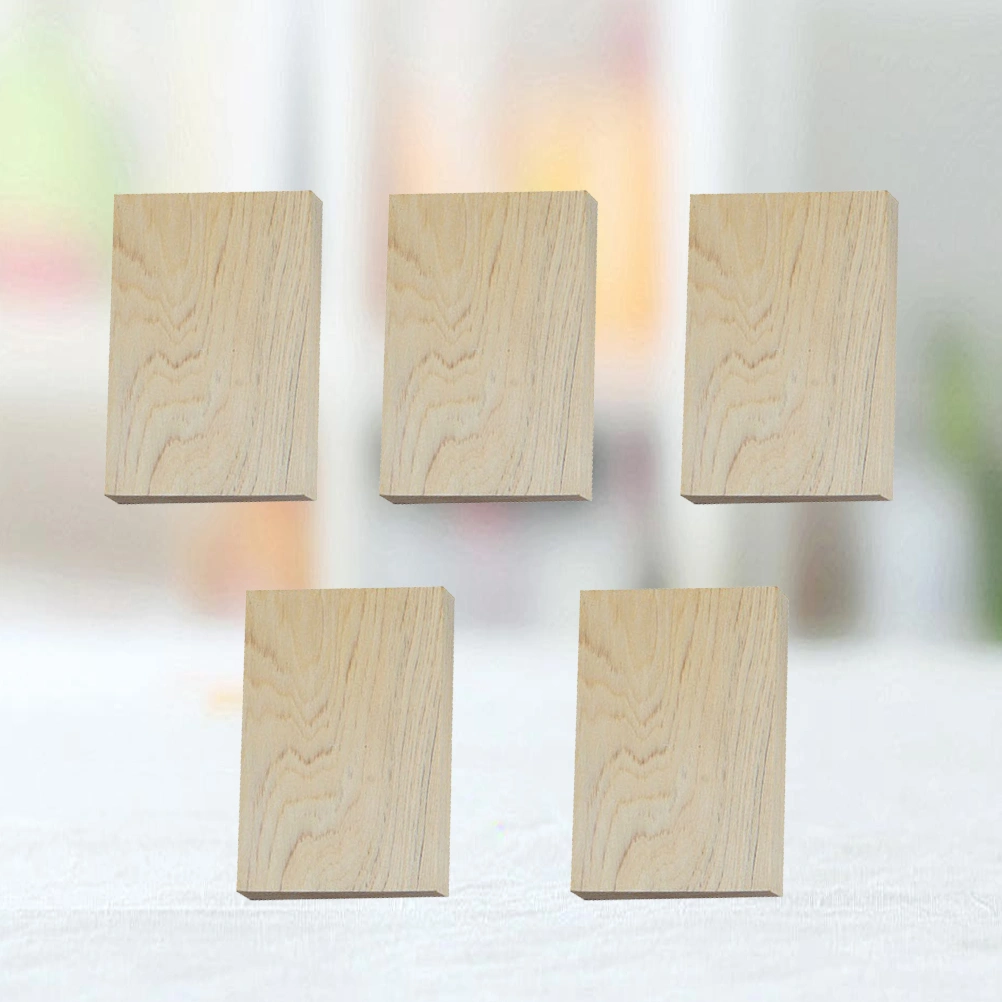 5pcs Rectangular Small Wooden Craft Cutout Precise Cutting Wood Blocks for Crafts DIY Projects