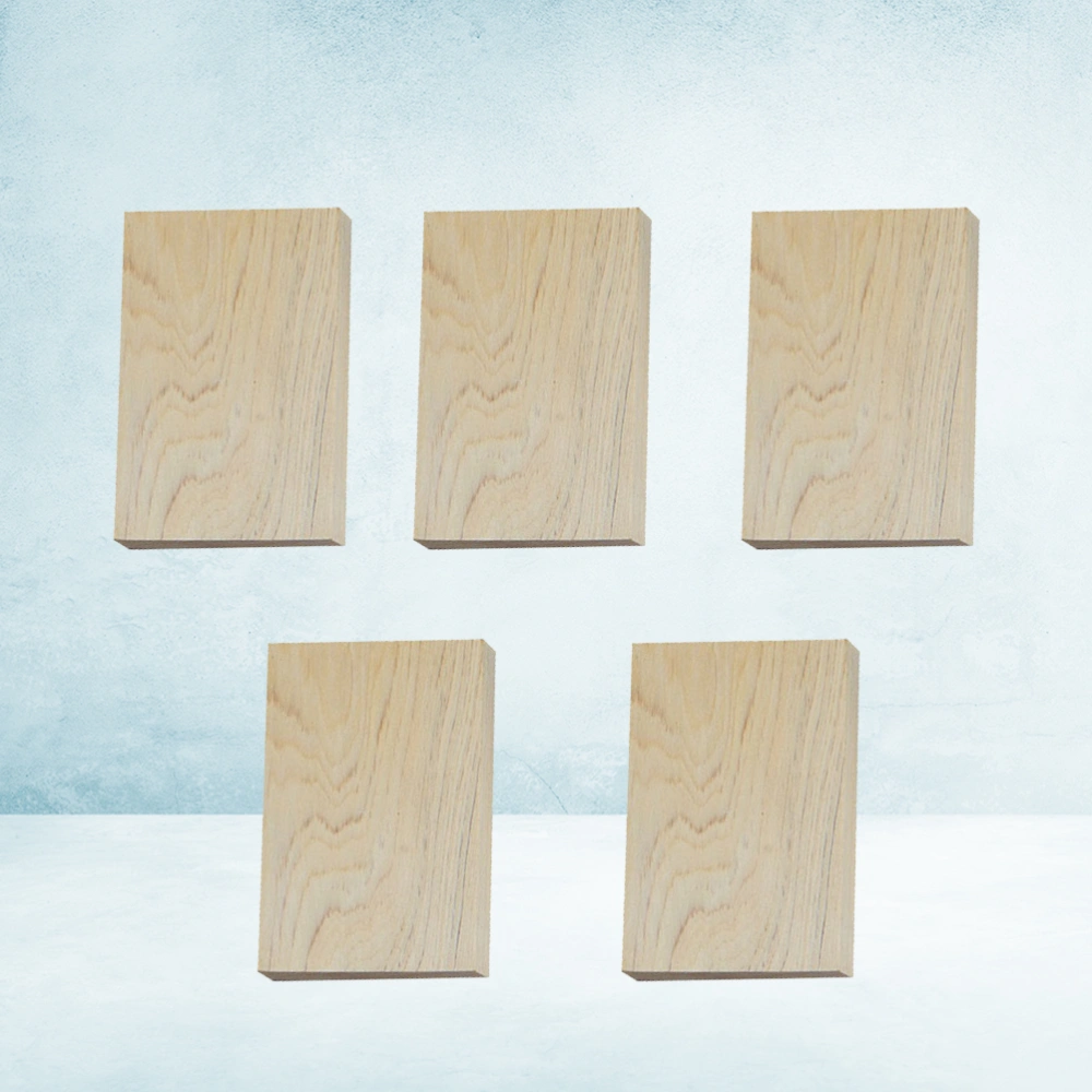 5pcs Rectangular Small Wooden Craft Cutout Precise Cutting Wood Blocks for Crafts DIY Projects