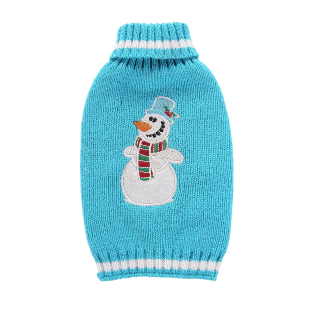 1PC Fashion Dog Winter Costume Warm Christmas Sweater Blue Snowman Pet Clothes (Size M)