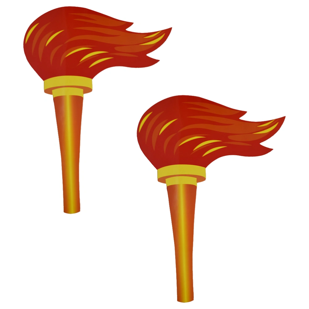 2pcs Simulation Torches Sports Competition Paperboard Felt Torches Props