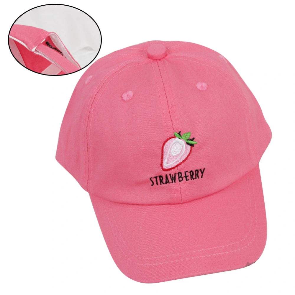 1pc Children Summer Baseball Fruit Pattern Sun Block Hat Outdoor Travel Headdress (Rosy, 50-52cm, 3-6 Years Old)