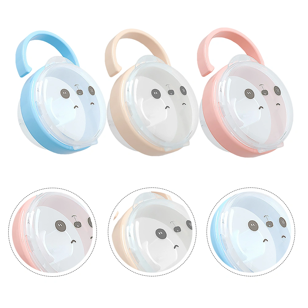 3PCS Baby Pacifier Storage Box Transparent Pacifier Container Dust-Proof Pacifier Holder Portable Infant Pacifier Case for Baby Infant (Blue+Pink+Apricot)