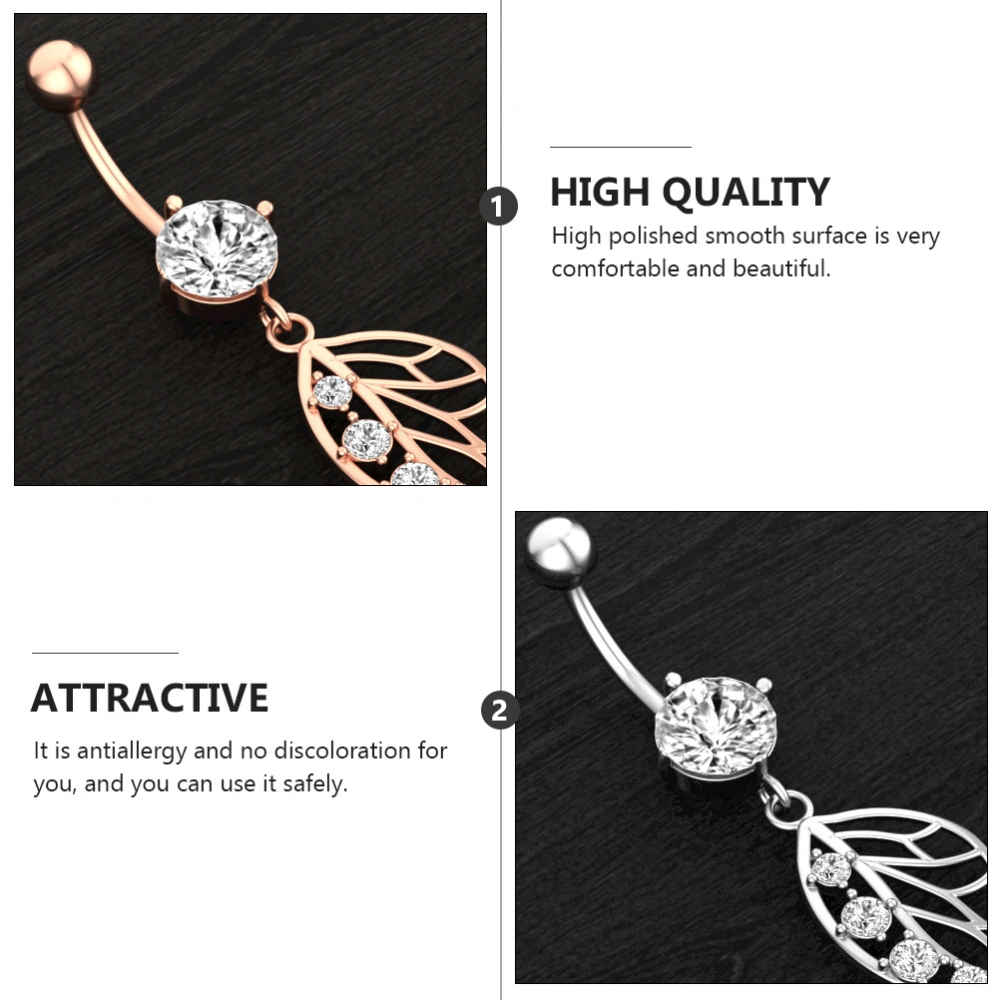 2Pcs Chic Belly Ring Zircon Belly Button Body Piercing Decor (Random Color)