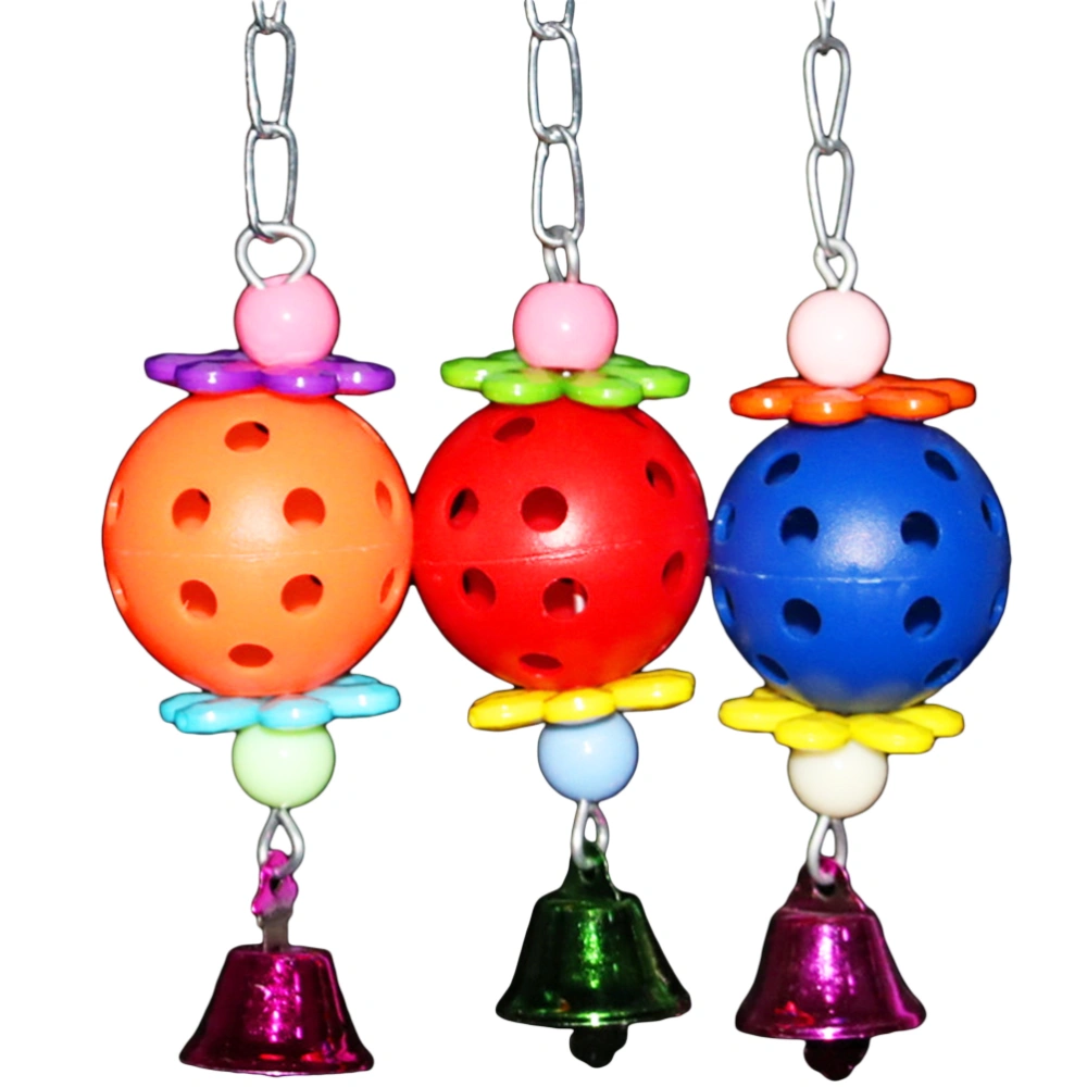 3pcs Parrot Toy Bite Bell Toy Cage Hanging Pendant Ball Toys for Pet Bird House Decoration (Mixed Color)