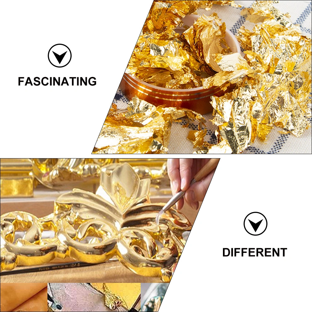 3 Bottles Gold Foil Flakes Glitter Foil Nail Art Stickers Decals Foil Nail Chip