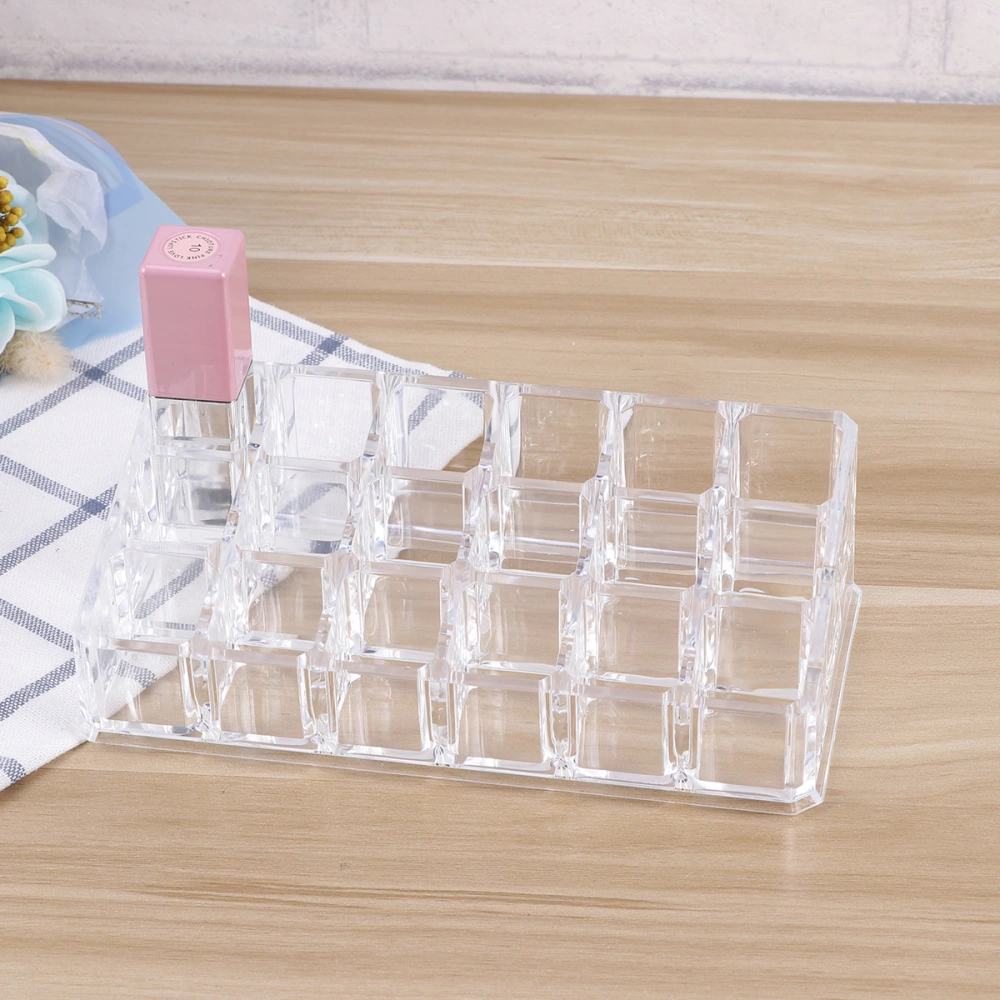 18-Slot Clear Acrylic Trapezoid Makeup Lipstick Display Stand Storage Rack Holder Cosmetic Organizer