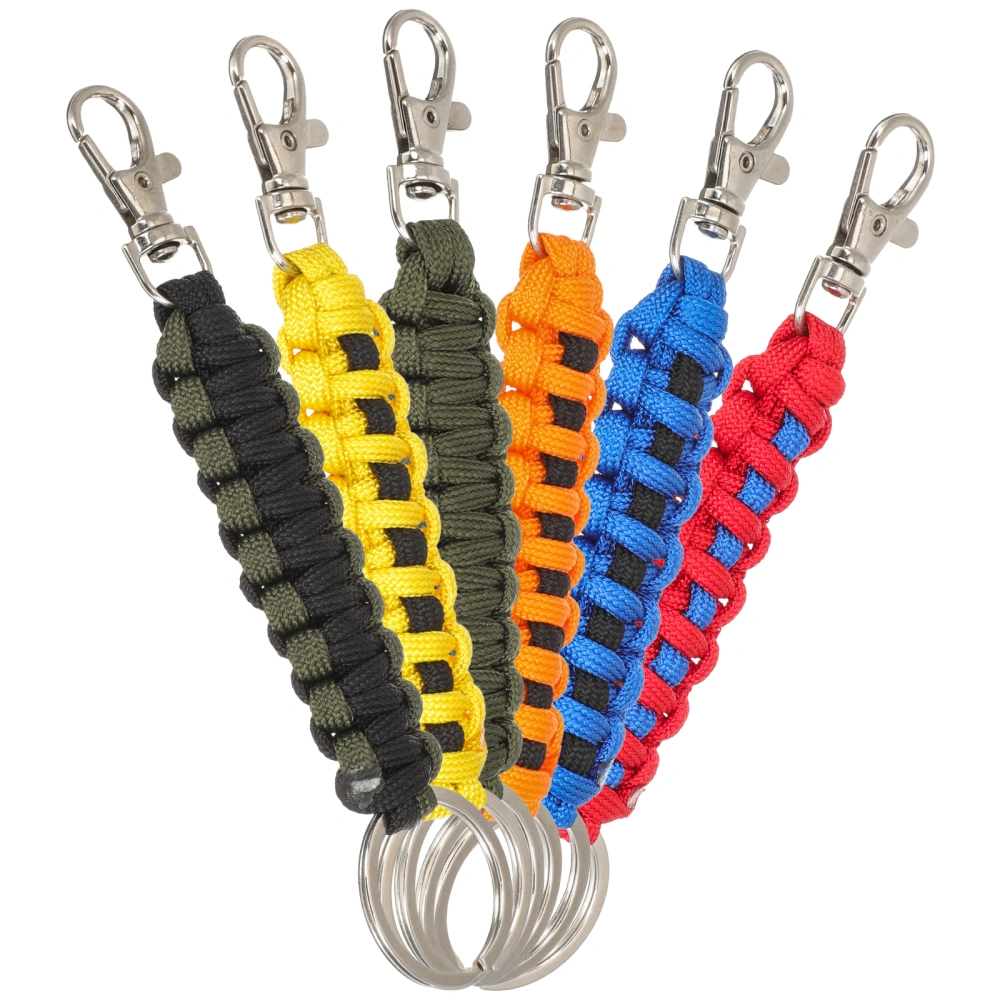 6pcs Military Braides Lanyard Keychains with Carabiners Outdoor Emergency Kit