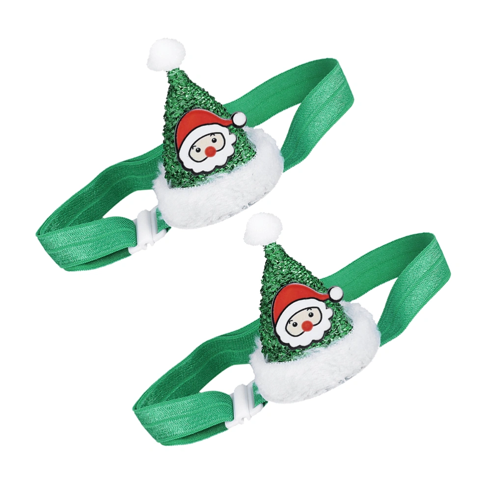 2Pcs Elastic Pet Christmas Rope Hat Headband Adorable Cat Christmas Headwear and Comfortable Headdress(Green)