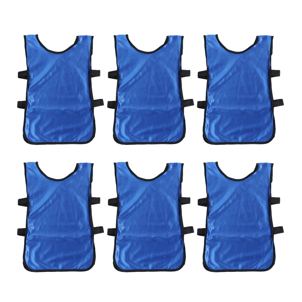 6pcs Blue Football Vest Kids Breathable Pinnies Scrimmage Vest Football Training Waistcoat Clothes for Child