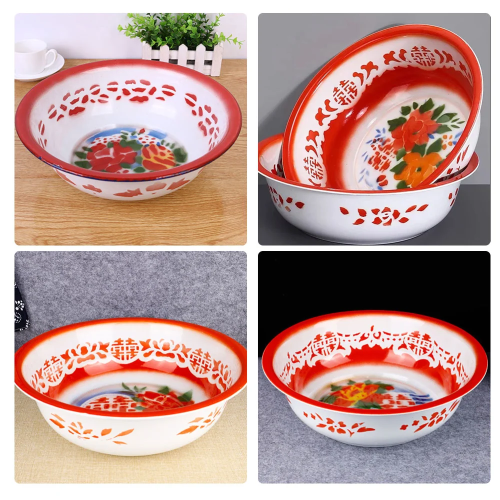 Vintage Enamel Basin Enamelware Basin Thickened Enamel Basin Kitchen Vegetables Container