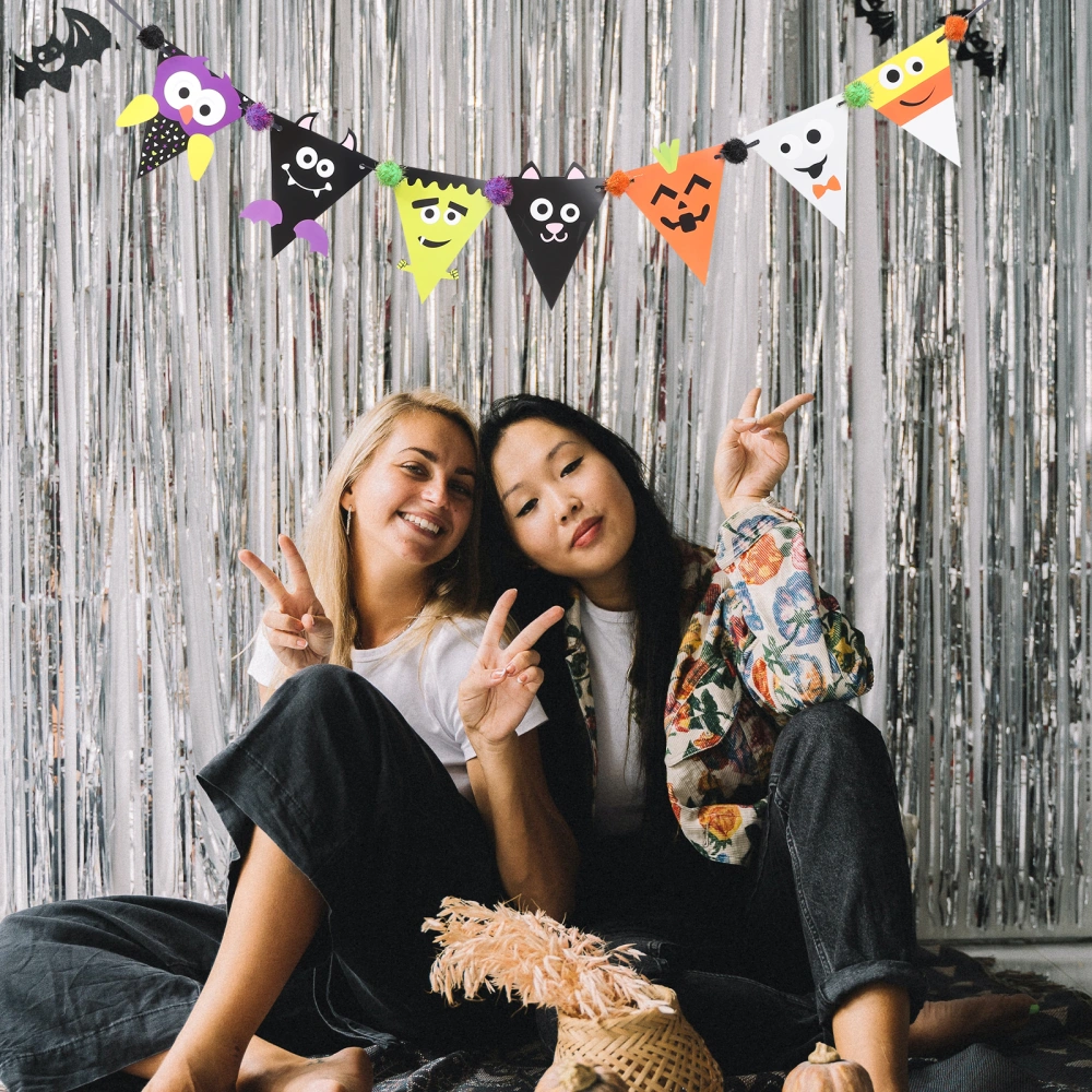 Halloween Bunting Paper Banner Halloween Party Decoration for Outdoor Indoor