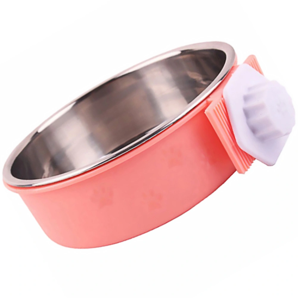 Heat-Resistant Pets Stainless Steel Type Puppy Cat Drinking Bowl Dog Bowl Portable Pet Water Dispenser Feeder Pet Supplies - Pink