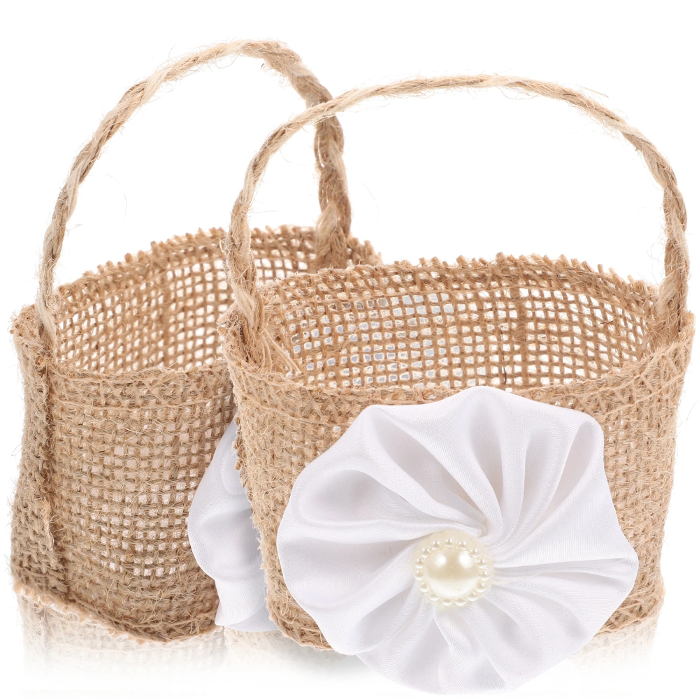 2pcs Portable Flower Basket Wedding Party Decorative Bag Gift Wrapping Bags