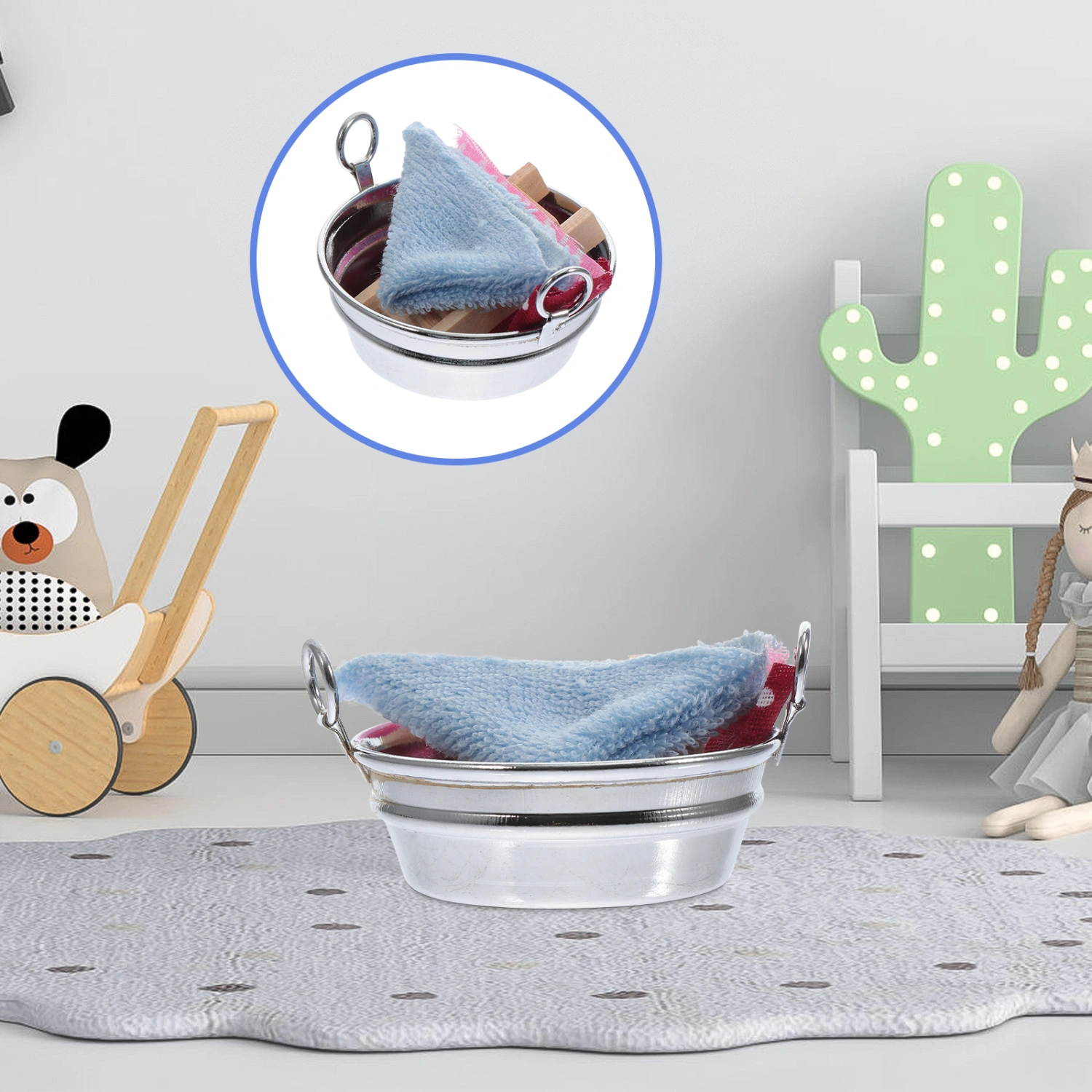 1 Set of Mini House Washtub Wash Board Decors Landscape Adornment Photography Props