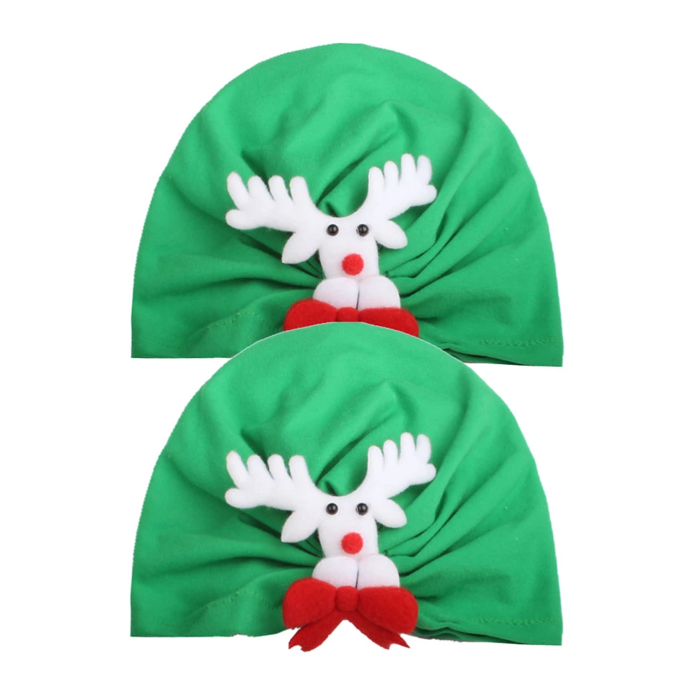 2pcs Green Christmas Elk Design Baby Party Hats Creative Kids Hats Headdress Decorations Party Dress up Favors for Christmas Party