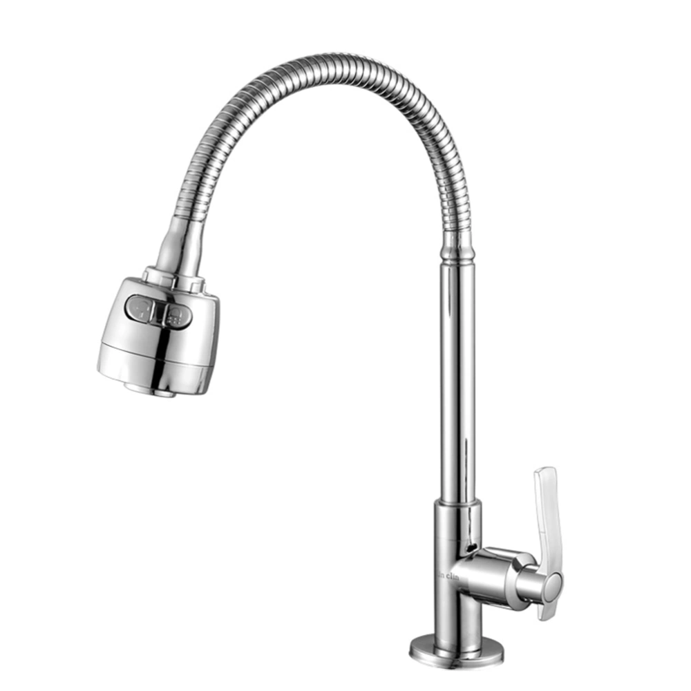 1PC Kitchen Bathroom Faucet Universal Rotatable Water Tap Single Cold Water Faucet Household Kitchen Faucets for Home Use (Silver)