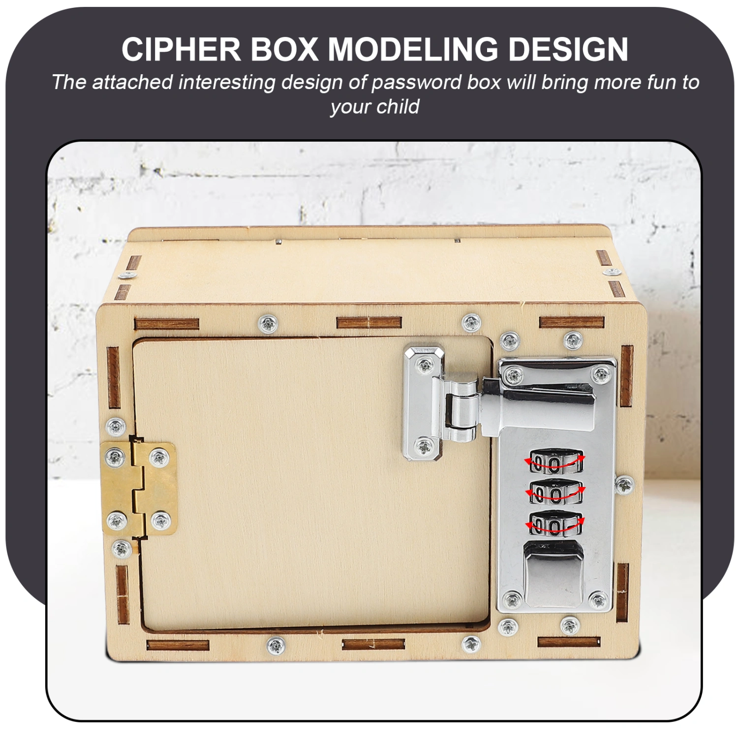 1 Set Wooden Puzzle Mechanical Treasure Box Code Case DIY Material for Children
