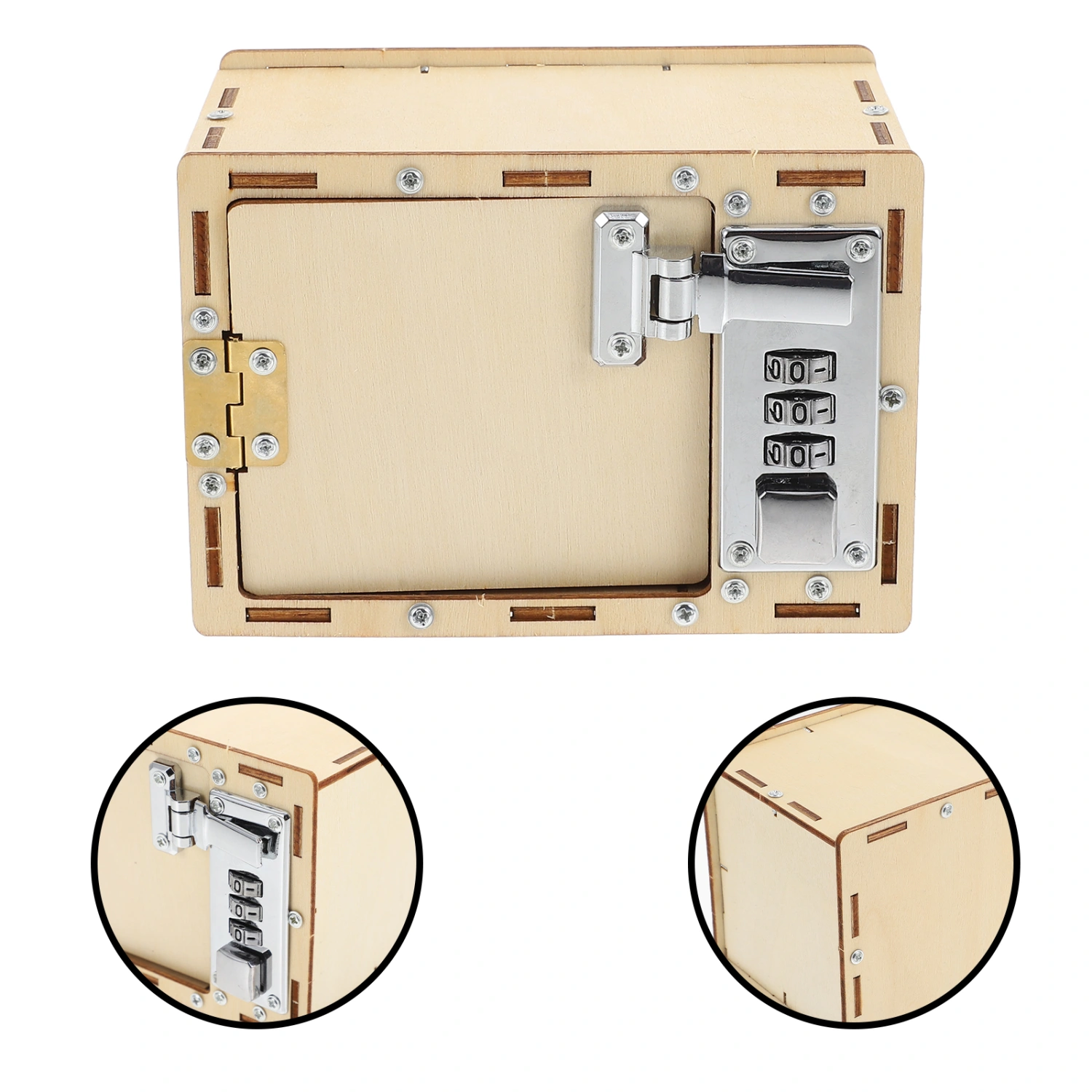 1 Set Wooden Puzzle Mechanical Treasure Box Code Case DIY Material for Children