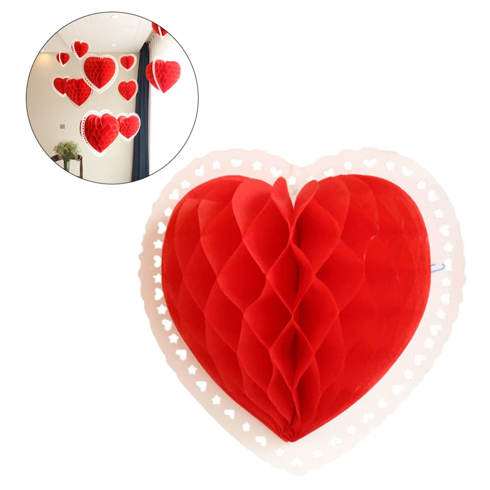 3D Paper Love Heart Lantern Hanging Decoration Ornaments for Valentine's Day Wedding Birthday Party 24cm