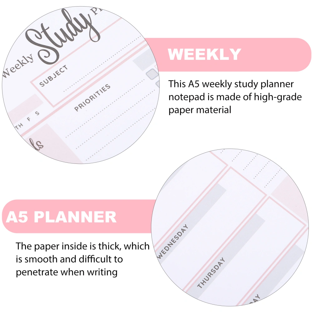 Weekly Planner Tear-off Notepad A5 Weekly Study Planner A5 Weekly Planner Notepad