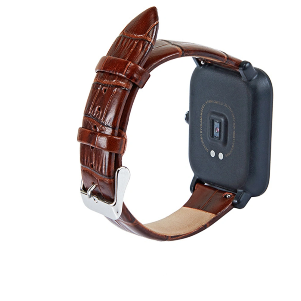 1pc Leather Strap Croco Watchstrap Fashion Watch Band Wristband Replacement Compatible for Galaxy Watch Active  Light Coffee