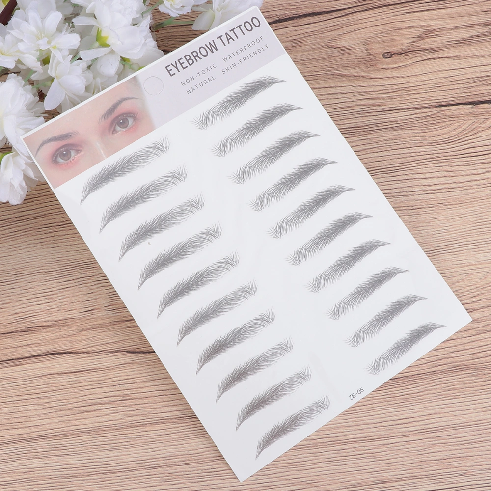 2pcs Imitation Eyebrow Artificial Eyebrow Hair-like Eyebrow Transfer Stickers Eyebrow Tool for Men Women (Type 5, Black)