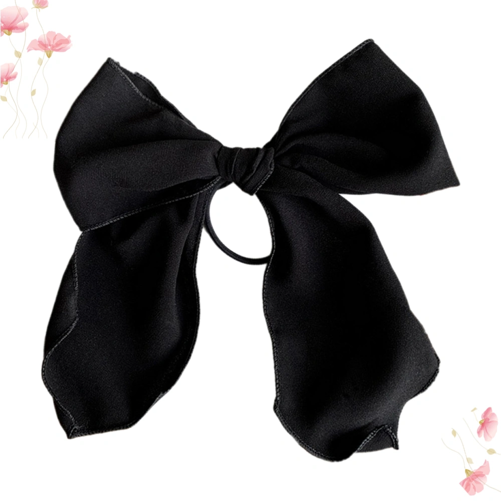 2PCS Bowknot Hair Scrunchies Fabric Hair Rings Hair Ropes Hair Ties Creative Ponytail Holders for Women Ladies Girls (Black)