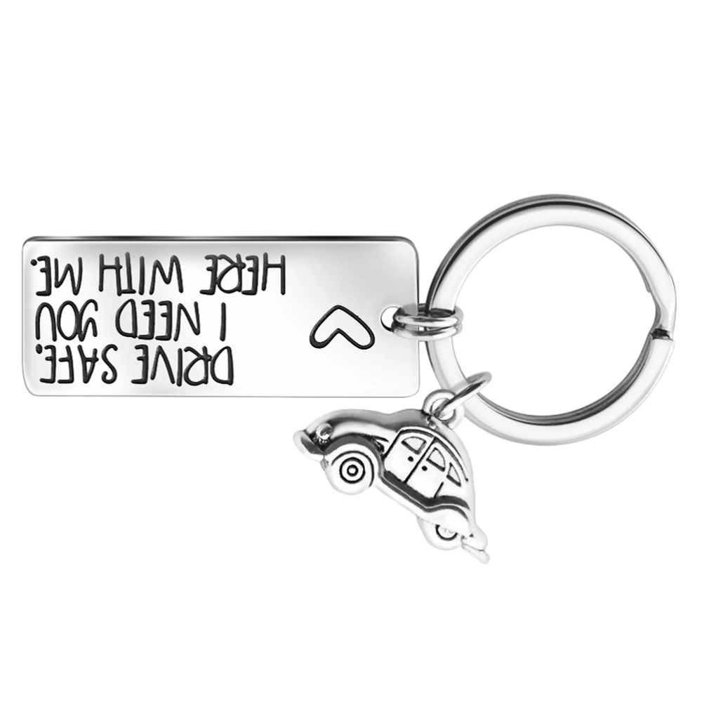 1pc Keychain Stainless Steel Drive Safe Car Pendant Key Holder Key Rings Ornaments with Box