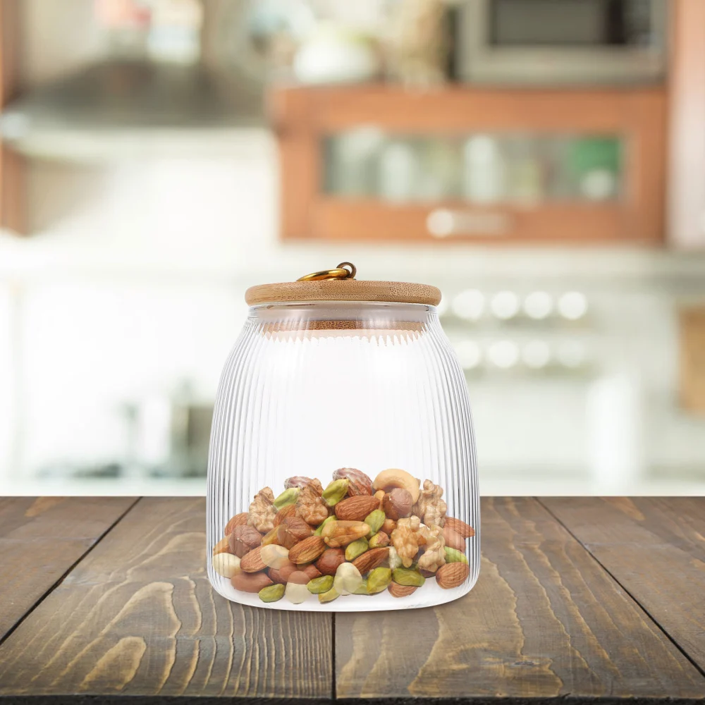 1Pc Glass Tea Storage Jar Tea Storage Container Practical Coarse Cereal Jar (Transparent)