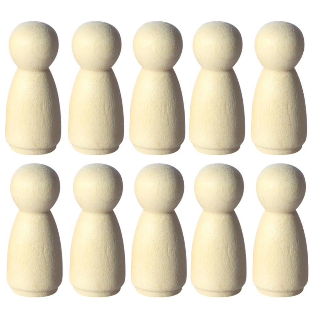 10Pcs DIY Wooden Peg Dolls Funny Kindergarten Blank Unfinished Wood Crafts