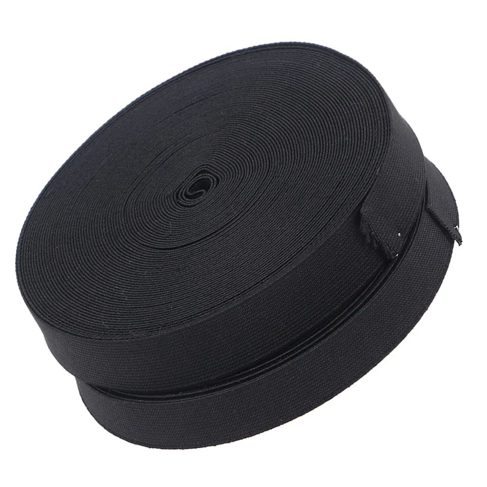 2 Roll 16M Flat Elastic Band Sewing Clothing Accessories Polyester Webbing Garment Sewing Belt Decor Supplies (Black)