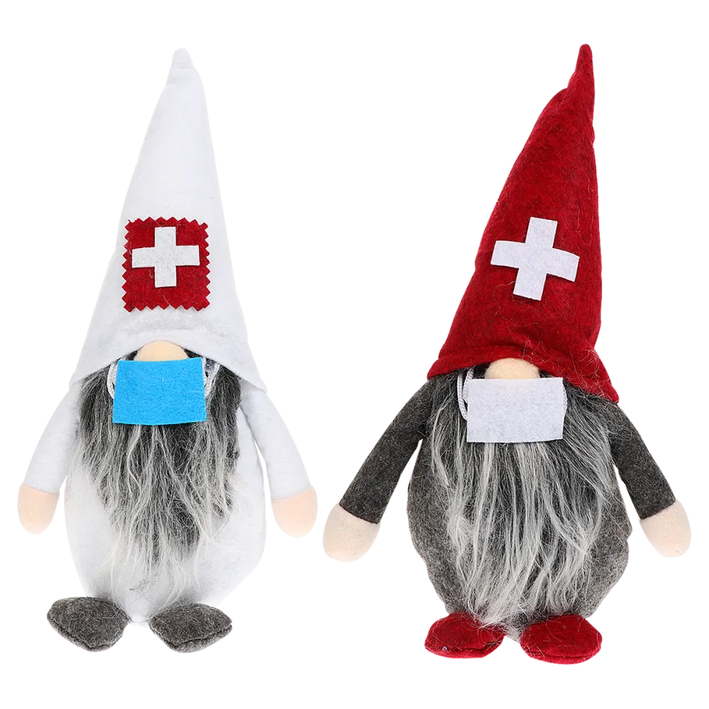 2 PCS Gnome Doll Christmas Desktop Decoration Mask Forest Man Figurine