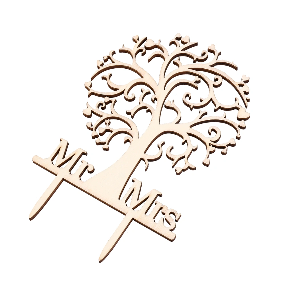 Mr & Mrs and Tree Style Cake Topper With Your Last Name Wooden Cake Topper for Wedding / Anniversary / Birthday Party