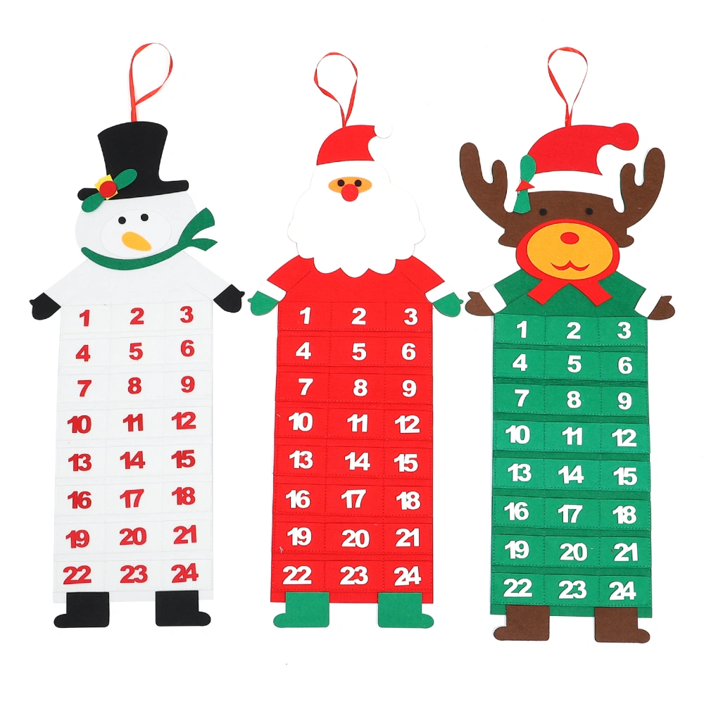 3pcs Christmas Felt Calendars Christmas Wall Calendars Felt Wall Calendars