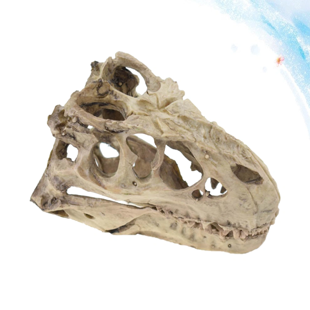 1Pc Halloween Desktop Ornament Resin Aquarium Terrarium Decoration Dinosaur Skull Fish Tank Decoration (Random Style)