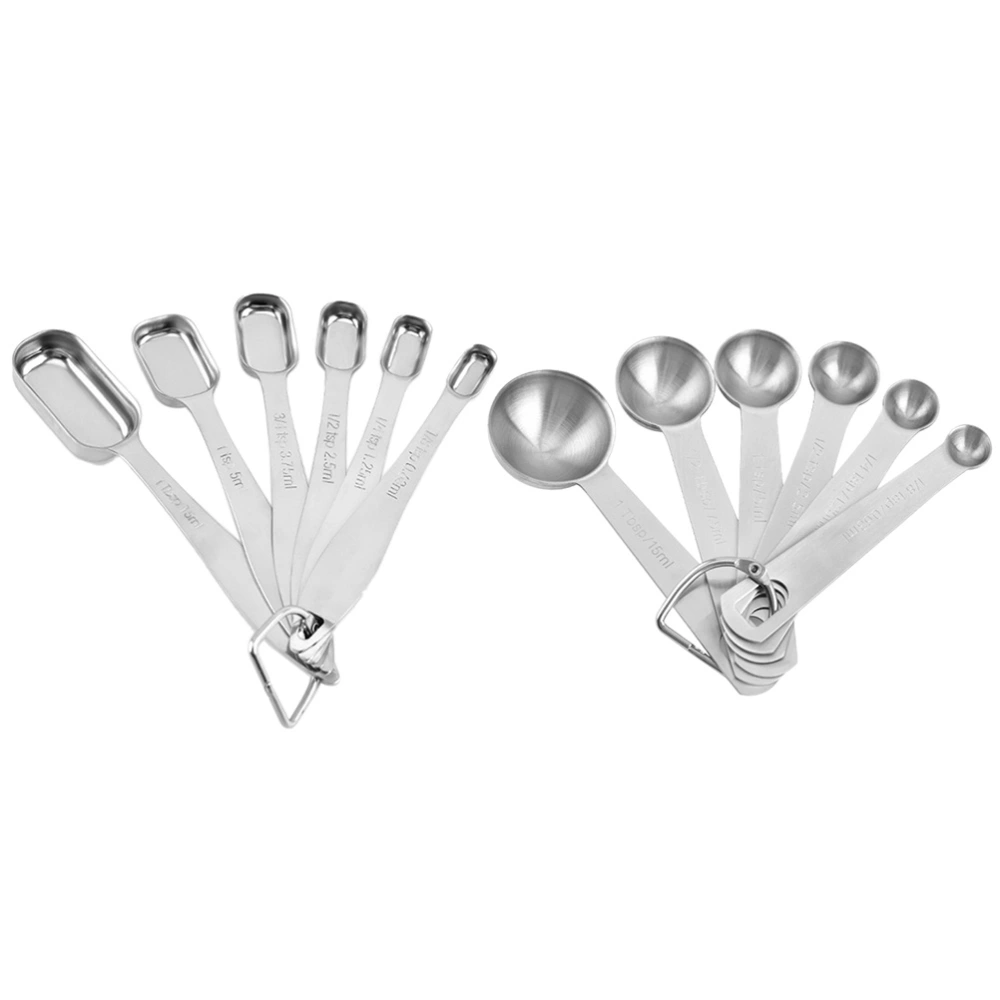 1 Set 12 Pcs Stainless Steel Measuring Spoons Baking Measuring Spoons (Silver)