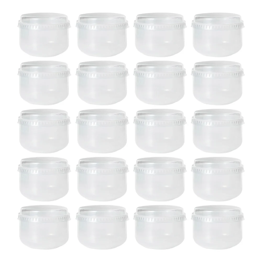 20Pcs Household Yogurt Cups Transparent Pudding Cup Holders Dessert Cups with Lids