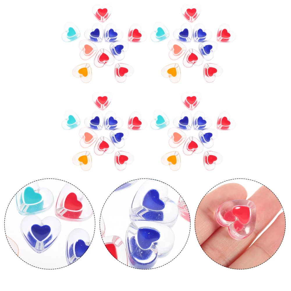 50Pcs DIY Loose Beads Decorative DIY Beads Creative Heart Shape Beads Mixed Color