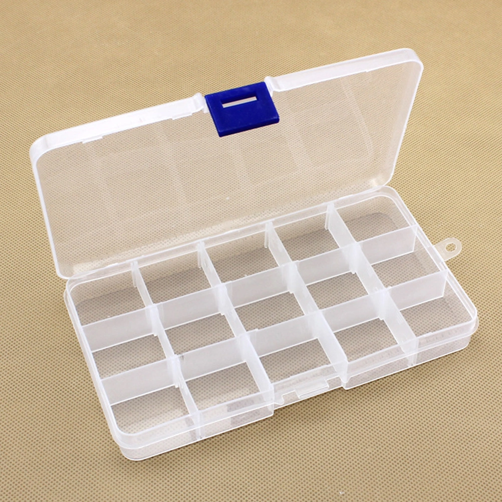 5Pcs Detachable Plastic Storage Box 15 Grids Jewelry Holder Storage Container Multi-function Packing Box Organizer for Electronic Components (Random Color)