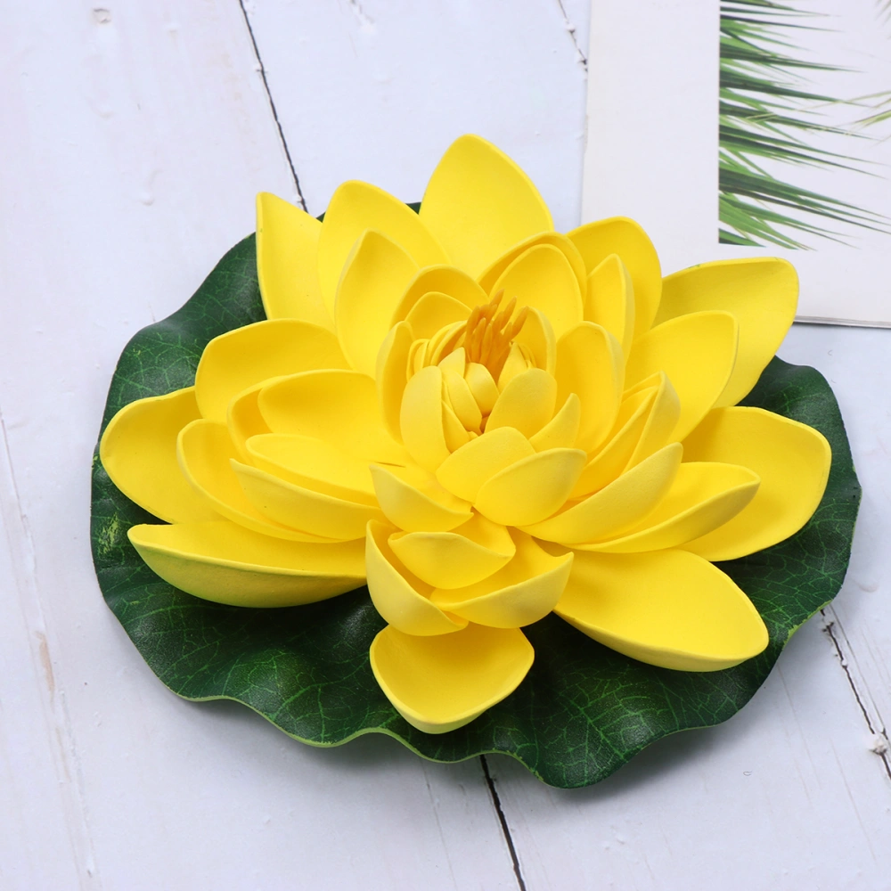 1Pc Artificial Floating Water Lily Simulation Lotus Flower Pond Decor 17cm Yellow