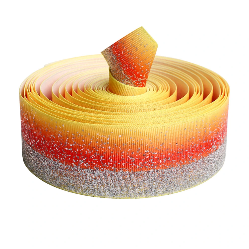 38mm Glitter Grosgrain Ribbon DIY Gradient Color Ribbons Hair Accessories Gift Wrap Decoration (Orange, 5 Yards/Roll)