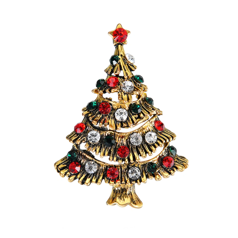 Christmas Festival Xmas Tree Color Crystal Pave Brooch Pin for Women Girls (61177097)