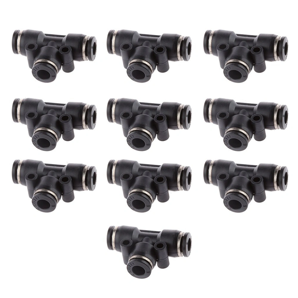 10pcs Tube OD 6mm 1/4'' Tee Union Pneumatic Push Connector Air Line Quick Fittings Joint Adapter Couplings