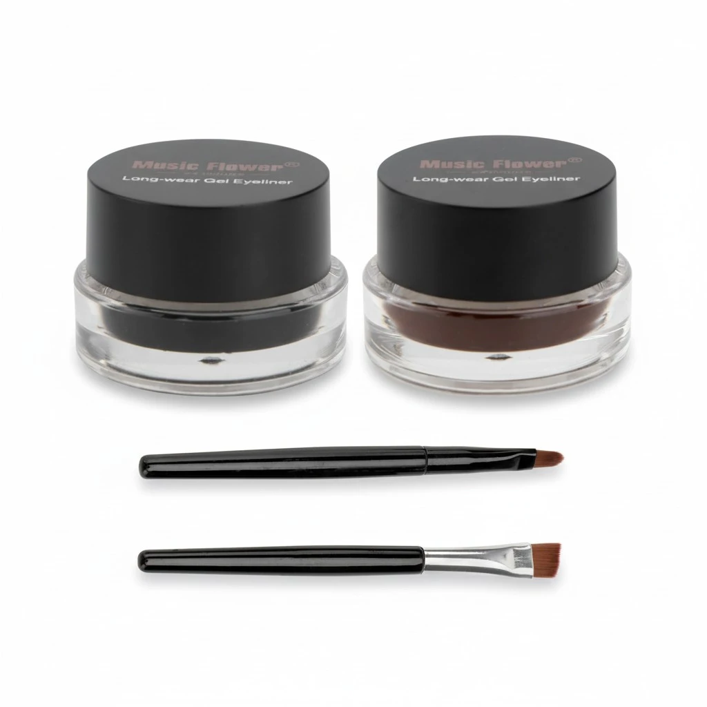 2pcs Cosmetics Gel Eyeliner and Eyebrow Powder Water-proof Eye Makeup Cosmetic Set