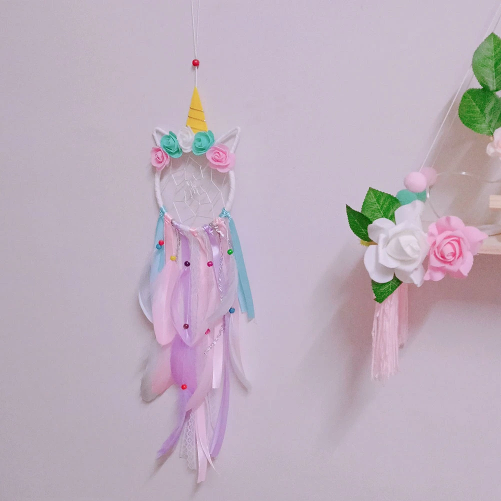 Unicorn Dream Catcher Beautiful Feather Hanging Decoration Home Ornaments
