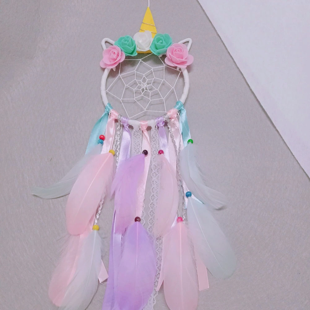 Unicorn Dream Catcher Beautiful Feather Hanging Decoration Home Ornaments