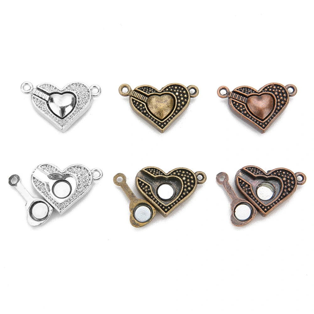 5pcs Heart-shaped Alloy Magnetic Buckle Diy Fashion Accessories Attractive Ornament (Silver)