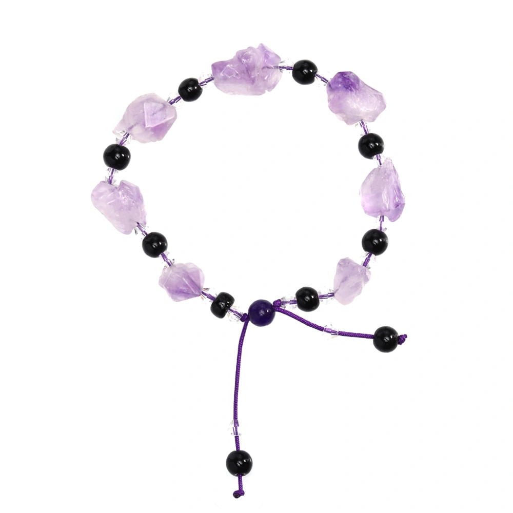 Elegant Natural Amethyst Bracelet Exquisite Women Obsidian Bead Jewelry