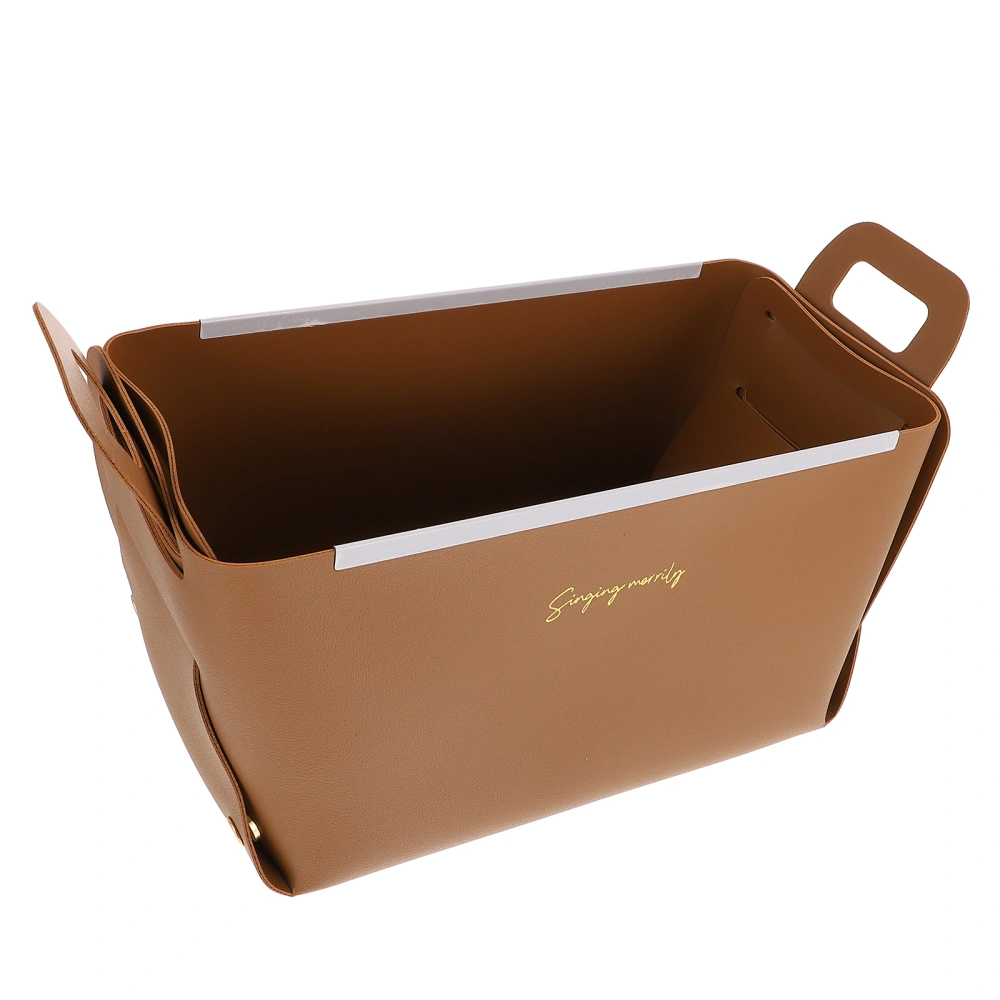 Household Organizer Basket PU Leather Storage Basket Sundries Organizer Basket