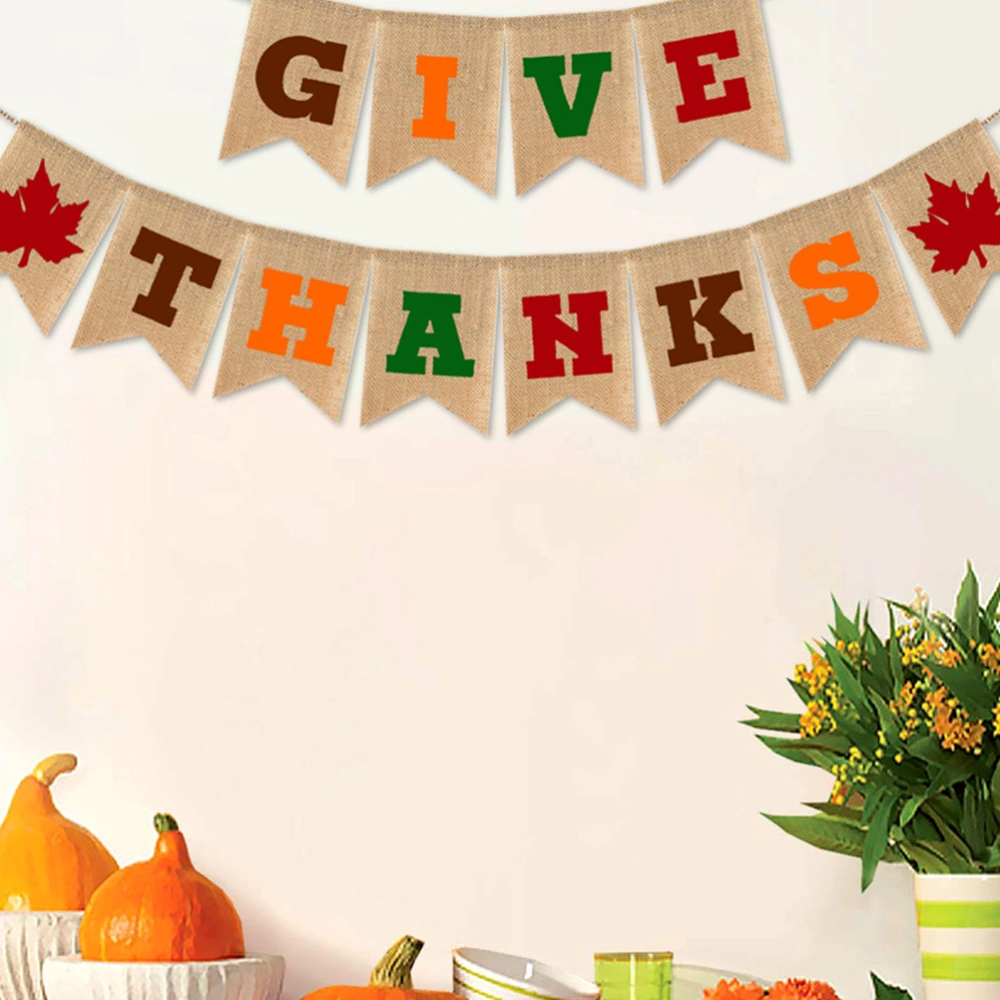 1PC Thanksgiving Banner Thanksgiving Party Pull Flag Decorations